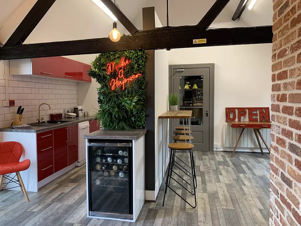 The academy kitchen and break area